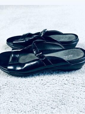Dansko EU 40/US 8.5 Women’s Black Leather Slide Mules with Buckle Detail
